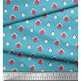 thumbnail image 2 of Soimoi Tissu en Poly Georgette Bleu Imprimé avec Hut & Dots, Largeur 52 Pouces, 2 of 2