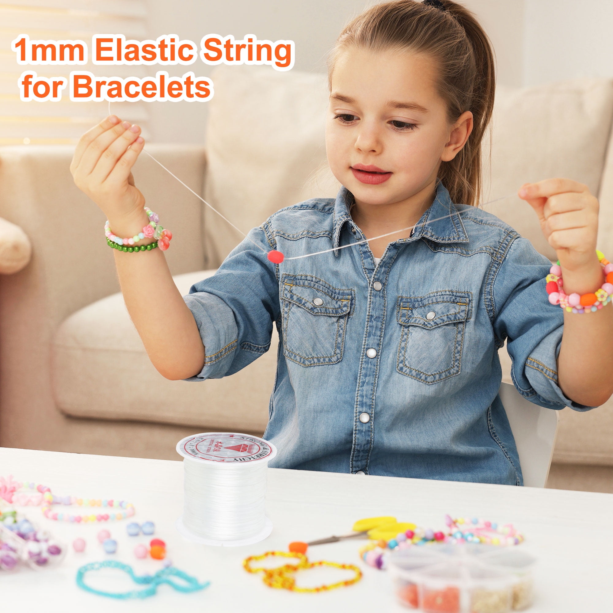 Unique Bargains Jewelry Bracelet Stretchy Elastic Thread Beading String Cord White 10 M