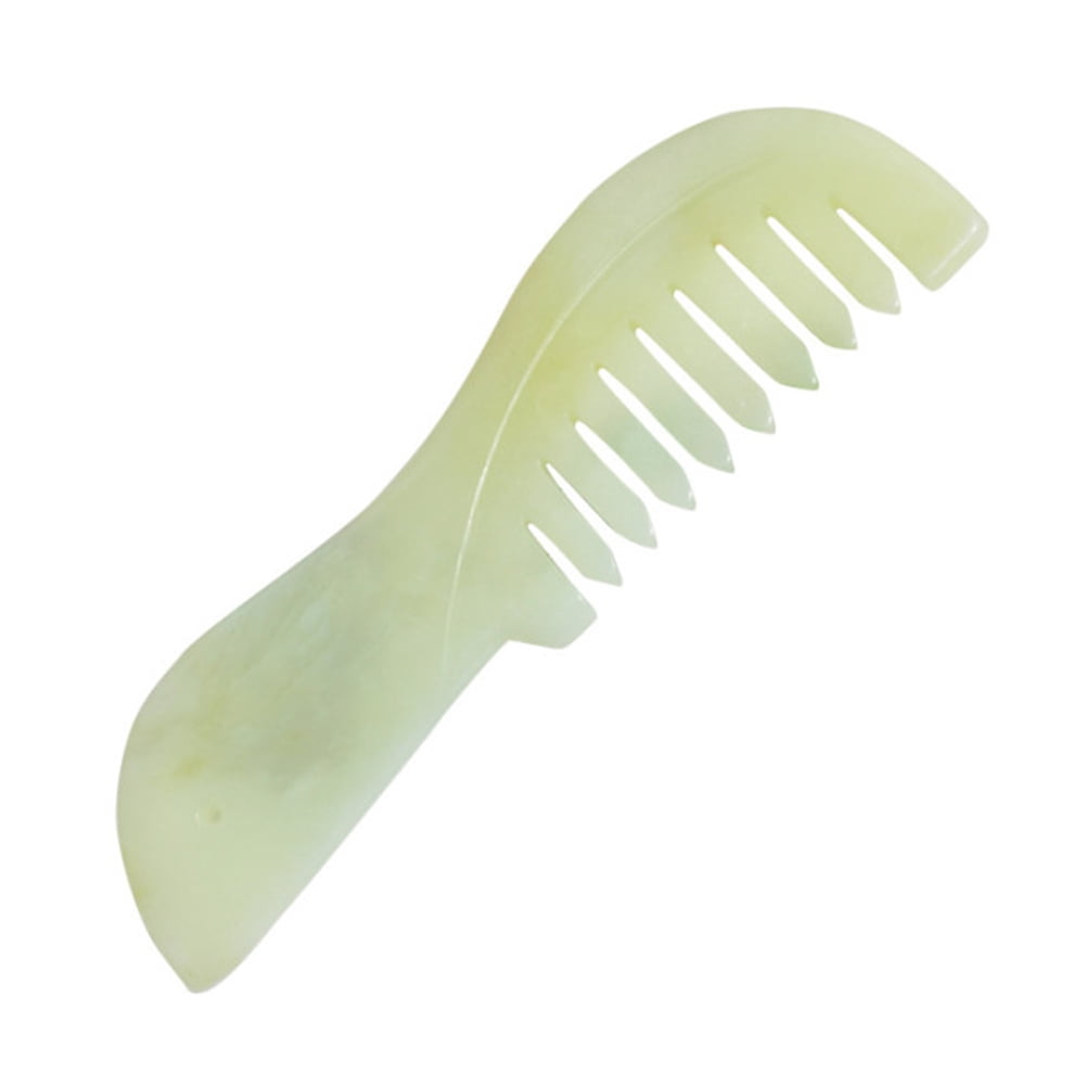 TBOLINE Natural Jade Hair Comb Head Scalp Massage Retro Large Tooth Jade Comb Tool
