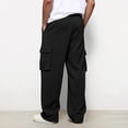 thumbnail image 5 of Dresfit Men's Baggy Sweatpants Open Bottom Wide Leg Cargo Pants Drawstring Gym Pant 2026 Spring Straight Leg Elastic Waist Outdoor Trousers Black XL, 5 of 8