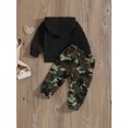 thumbnail image 6 of Kids Toddler Little Boy Hooded Fall Outfits 18 24 Months 2T 3T 4T 5T 6T Letter Print Long Sleeve Hoodies with Camouflage Pattern Cargo Pants Clothing Set, 6 of 9