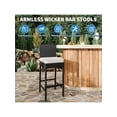 thumbnail image 4 of Ourlova Patio Wicker Barstools With Cushions Outdoor Wicker Bar Stools Set Of 2 Outdoor Rattan Bar Height Stool Set Armless For Backyard Poolside, 4 of 9