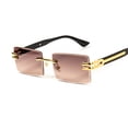 thumbnail image 4 of Stylish Square Rimless Gold Frame Stylish Burgundy Gradient Tinted Shades 90s Rectangle Cool Frameless Retro Trendy Men Women Hip Hop Old School Unisex Sunglasses, 4 of 6