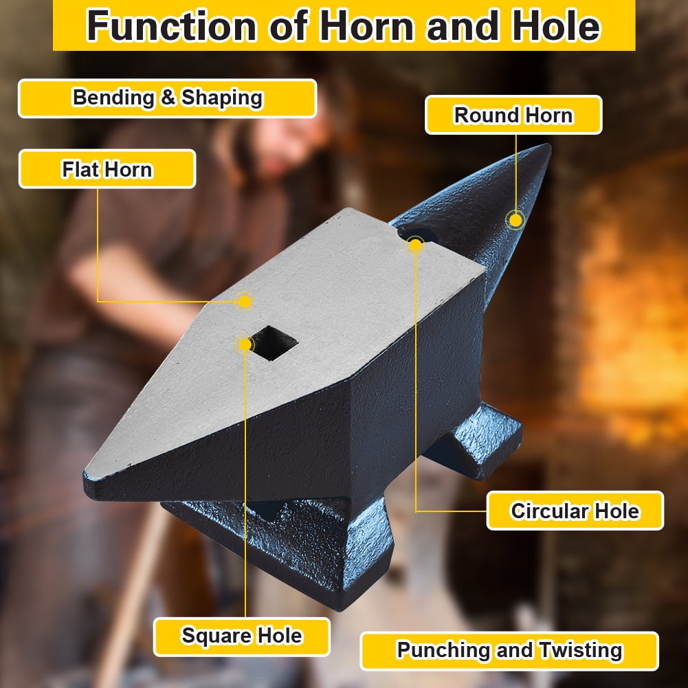 VEVOR Cast Iron Anvil, 100 Lbs(45kg) Single Horn Anvil With 10.4 X 5 In Countertop And Stable Base, High Hardness Rugged Round Horn Anvil Blacksmith, For Bending, Shaping, Twisting With Fast Shipping And Top-rated Customer Service.