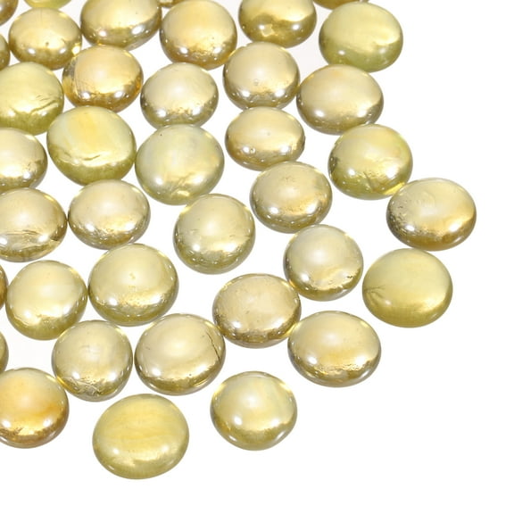 Glass Beads,40pcs Flat Glass Gemstone Light Yellow 0.44lbs (0.47-0.55") Glass Marbles Pebbles for Vase Fillers Aquarium Decor DIY Craft
