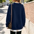 thumbnail image 5 of Crew Neck Sweatshirts Women Oversized Fall French Terry Layered Pullover Sweatshirt Fake Two‑Piece Tops Pullover Casual Split Hem Top, 5 of 6