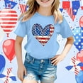thumbnail image 2 of MIXUE Toddler Girls Tops & T-Shirts Summer Fourth Of July Independence Day Heart Print Round Neck Short Sleeve Casual Party Tshirts Holiday Wear,Blue,3-4 Years, 2 of 4