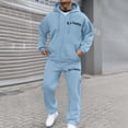 thumbnail image 6 of SGMVNU Men's Casual Sweatsuits 2 Piece Set Men's Winter Letter Printed Fashionable Casual Large Sized Loose Zipper Hooded Sweatshirt Set Casual Athletic Tracksuits(Light Blue, M), 6 of 9