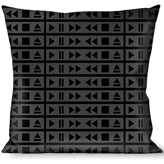 Buckle-Down Throw Pillow - Control Buttons Black Gray