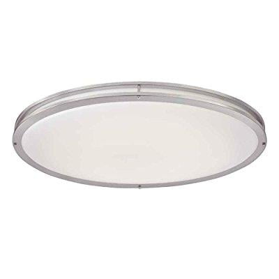 Hampton Bay 32 In Brushed Nickel Led Oval Flush Mount