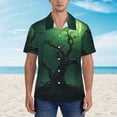 thumbnail image 2 of Sikiie Green Night Sky Moon Branches Print Men's Hawaiian Shirt, Summer Beach Button Pocket Short Sleeve T-Shirt,Small, 2 of 7