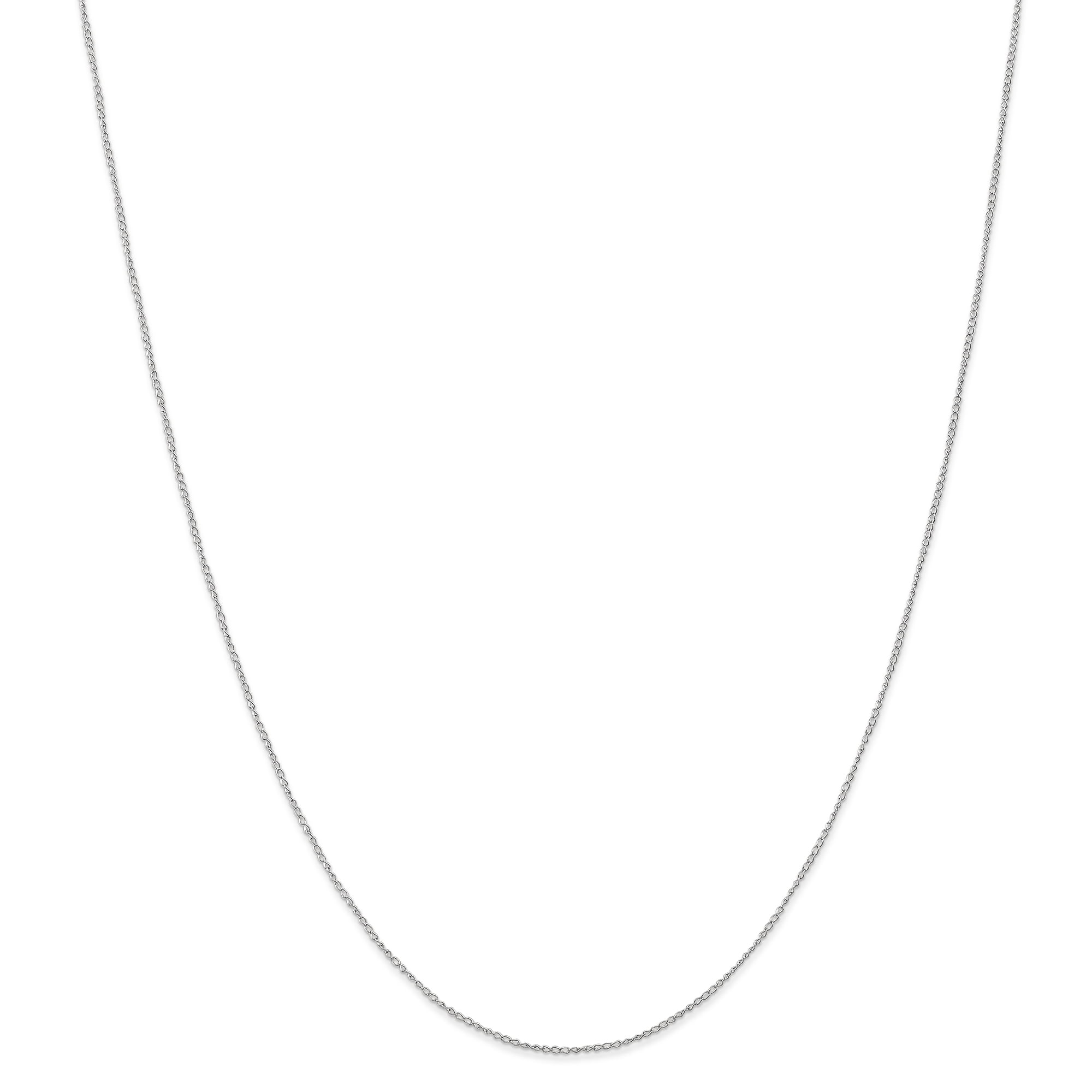 14K White Gold Heart Cross Hatch Cubic Zirconia CZ Charm Pendant with 1.5mm Rope Chain Necklace