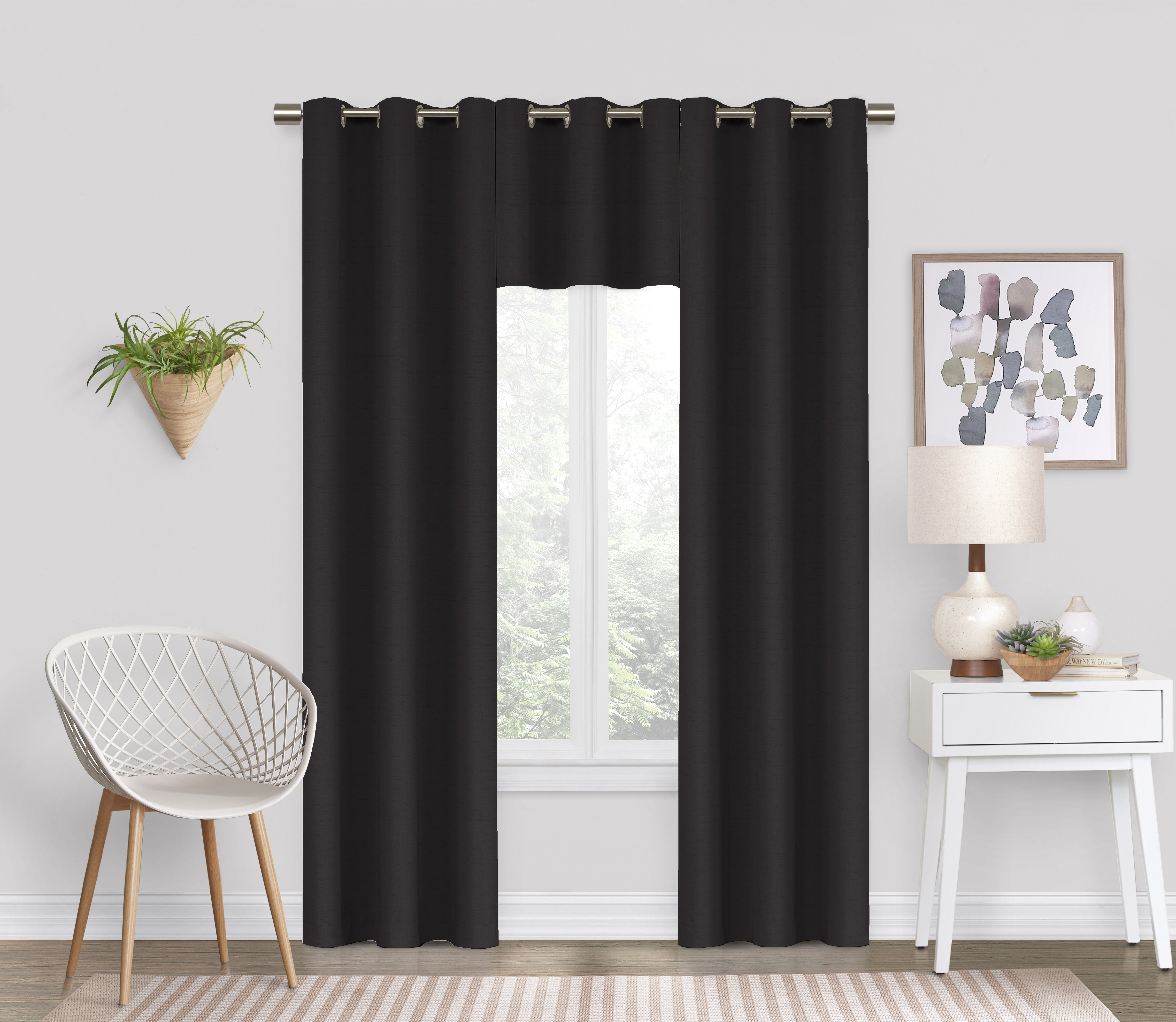 Eclipse Dayton Solid Black Blackout Grommet Single Curtain Panel, 42" x 84"