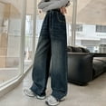 thumbnail image 5 of EnJoCho Girls Wide Leg Baggy Jeans High Elastic Waisted Vintag𝖾 Distressed Denim Pants 𝖸𝟤𝖪 𝖡oyfriend Streetwear Loose Fit Trousers, 5 of 9