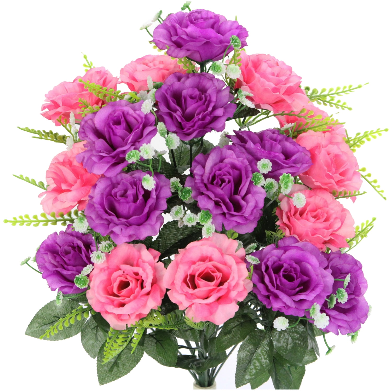 Admired By Nature 18 Stems Artificial Full Blooming Rose with Greenery ...