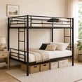 thumbnail image 2 of PARPOOS Bunk Bed Twin over Twin, Metal Twin Bunk Beds for Teens with 2 Ladders & Full Length Guardrails,  Can Be Divided into 2 Twin Beds, Black, 2 of 8