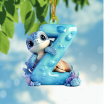 Personalized Christmas Letter Tree Hanging Pendant Turtle Letter Shaped Ornament- 26 Alphabet Letters for Xmas Tree DIY Craft Ornaments