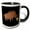 Black/White, variant on 3drose, Funny Cute Feral Hog or Pig Wild Boar Eating Ice Cream Cartoon, 11oz Mug