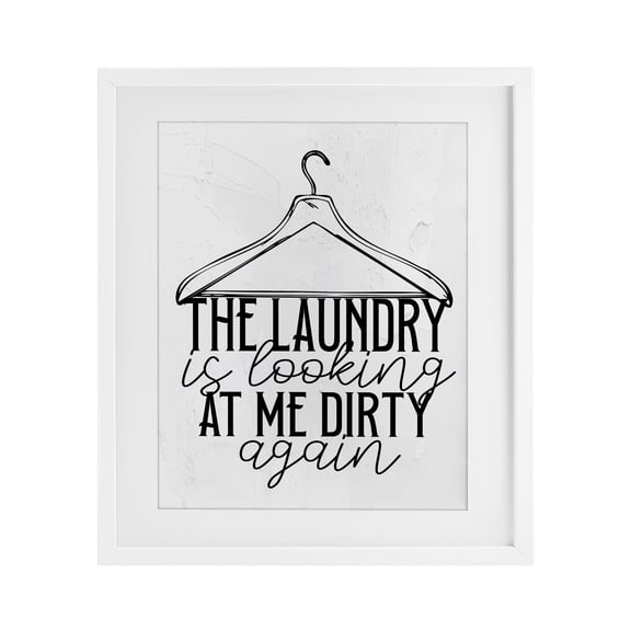 Stupell Industries French Country Laundry Is Looking At Me Dirty White Framed Print Under Glass, 13 x 16, by Kim Allen