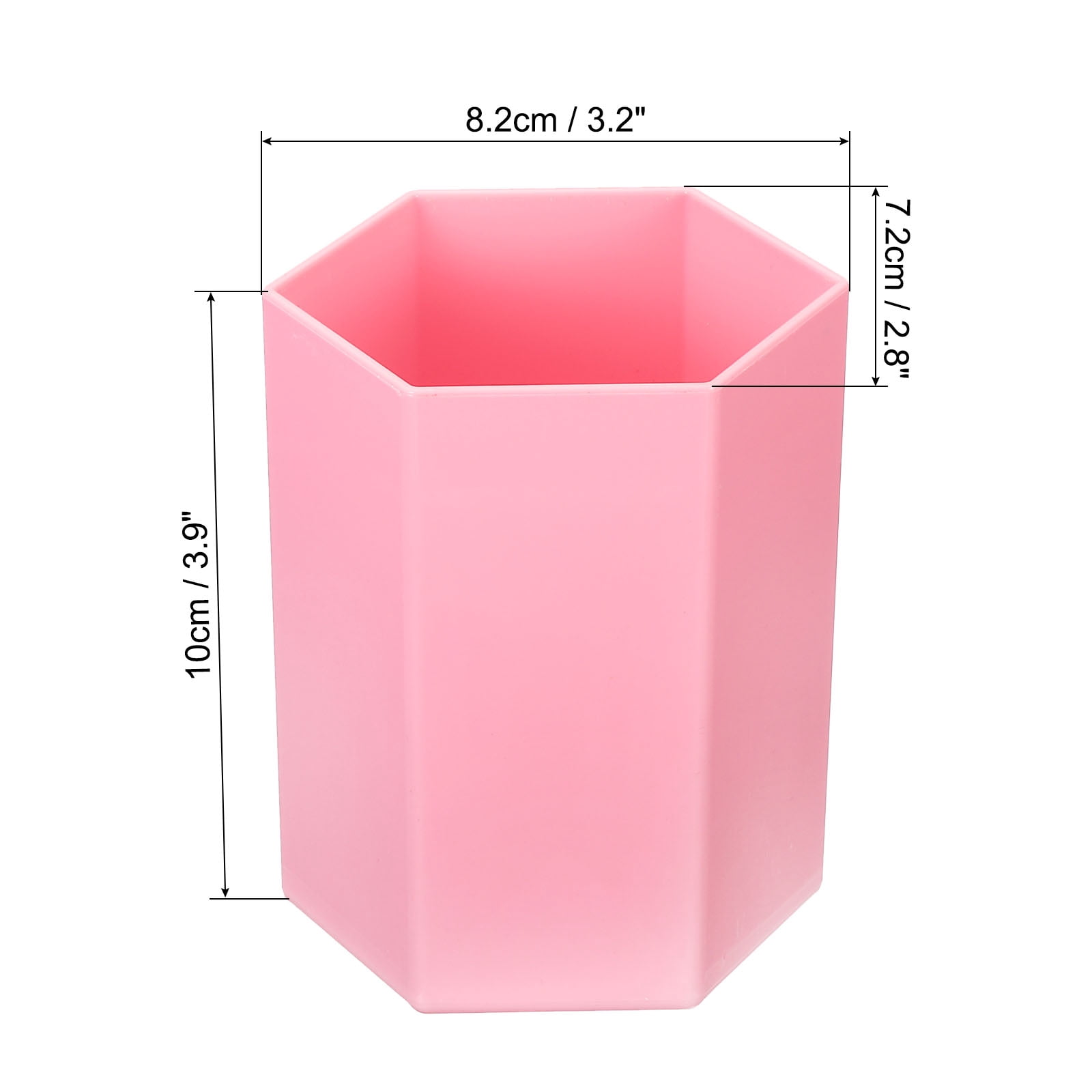 Unique Bargains Pencil Holder Plastic Makeup Brush Holder Hexagon Office Pink