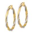 thumbnail image 2 of Auriga 14k Two-Tone Gold Rope Twisted Hoop Earrings for Women(L- 36.5mm, W- 34.7mm), 2 of 5