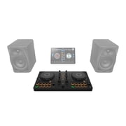 AlphaTheta DDJ-FLX2 Compact 2-Channel DJ Controller with Headphones & Case Package