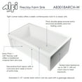 thumbnail image 5 of ALFI brand AB3018ARCH-W  30" White Arched Apron Thick Wall Fireclay Single Bowl Farm Sink, 5 of 10