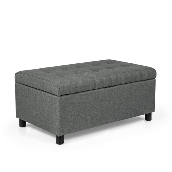 Homebeez Fabric Storage Ottoman Bench Foot Stool Footrest Gray