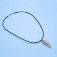thumbnail image 5 of Fablinks Wolf Tooth Necklace for Men, Necklace with Bone Bead Fang Pendant, Dinosaur Teeth Horn Necklaces with Round Leather Cord, 5 of 6