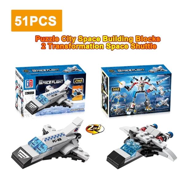 256pcs 5 IN 1 Puzzle City Space Building Blocks, Space Rocket