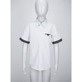 thumbnail image 2 of Linjinx Kids Boys Short Sleeve Button Down Shirt Lapel Collar Oxford Dress Shirt School Uniform Shirt White 170, 2 of 7
