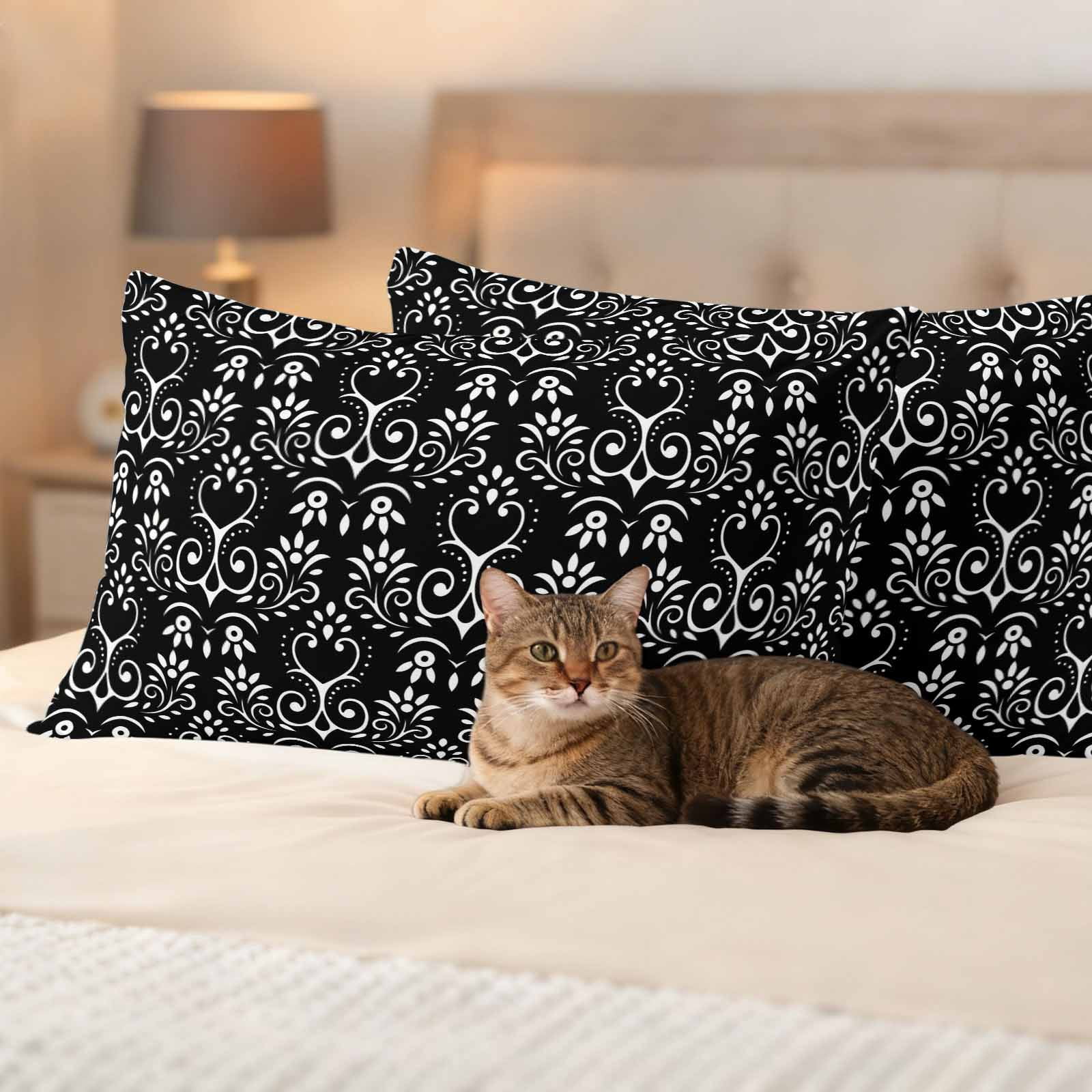 Black Spring Floral Outdoor Waterproof Pillow Covers, Modern Abstract Art Farmhouse Decorative Rectangle Throw Pillowcase Sofa Cushion Sham for Patio/Couch/Chair, 20"x12" 2 Pack