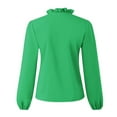 thumbnail image 5 of ATOYSOY Women's V Neck Sweatshirts Loose Tops Solid Color Ruffle Pullover Spring Fashion Casual Elegant Blouse Workout Long Sleeve Shirts Winter Green XXXL, 5 of 5