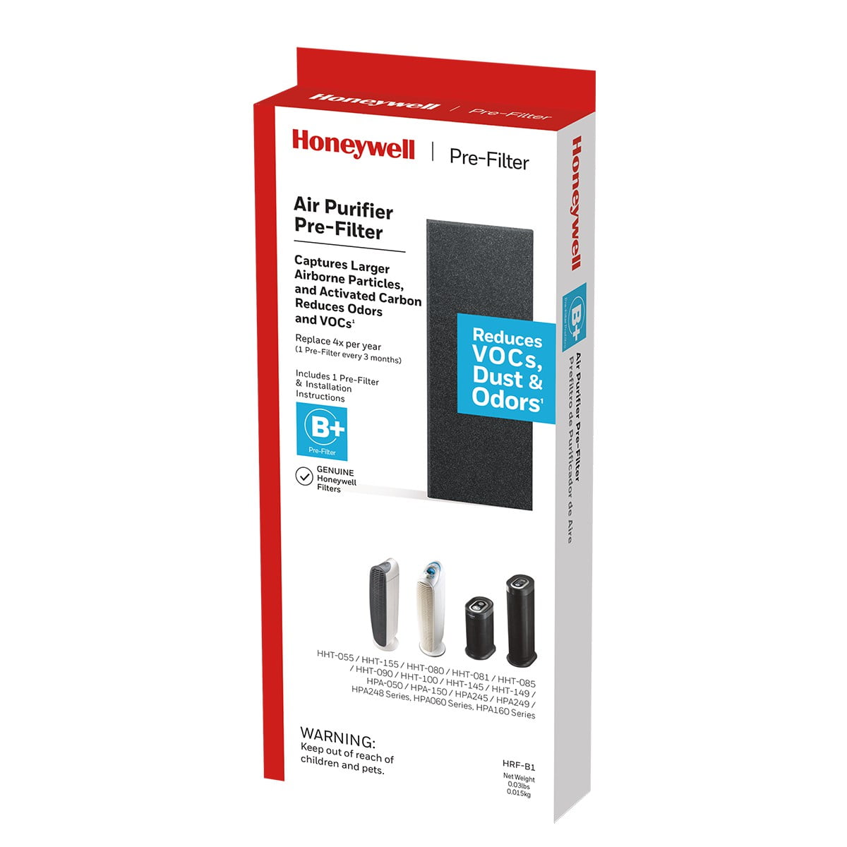 HPA250B HPA-250B HRF-APP1 Honeywell Blue Tooth Air Purifier White Black with Bluetooth with Household Odor & Gas Reducing Universal Pre-Filter Black and AllergnRemv Filter 