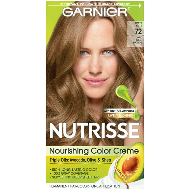 Garnier Nutrisse Nourishing Hair Color Creme, 72 Dark Beige Blonde (Sweet  Latte), 1 Kit 