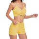 thumbnail image 1 of Eigraketly Traje de baño de mujer con cordón atado inalámbrico acolchado conjunto de deportes de baño vacaciones de verano poliéster Nylon traje de Traje de baño Amarillo XL Eigraketly OD021111-09, 1 of 6