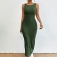 thumbnail image 2 of Ashirexll Summer Dresses for Women 2024, Long Dresses for Women, Sleeveless Strap Long Sexy Wrapped Hip Waist Knitted Dress for Women Green L, 2 of 6