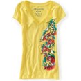 thumbnail image 1 of Aeropostale playera divertida con gráfico brillante para mujer, amarillo, extra pequeño, 1 of 1