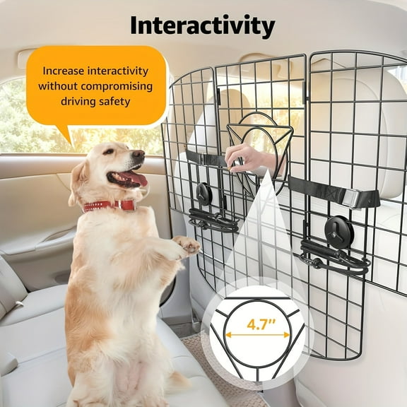 Adjustable Dog Car Barrier For SUVs, Trucks & Cars, Heavy-Duty Pet Divider, Universal Fit, Foldable Safety Mesh For Secure Travel.