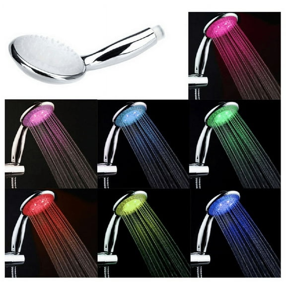 LED Shower Head Color Automatically Changing 7 Color Glow Light Handheld Showerhead Bathroom