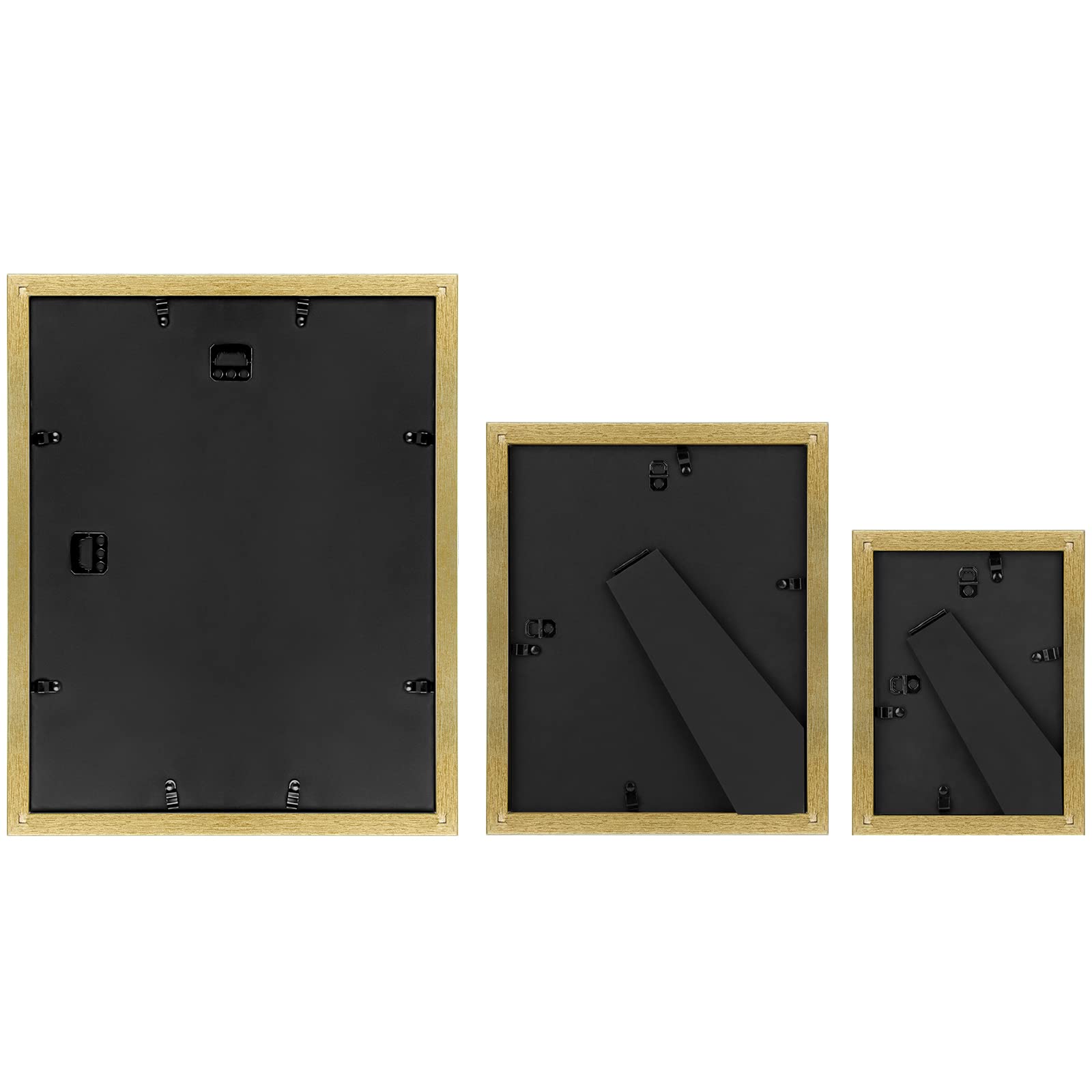 Golden State Art Gallery Wall Frames 11x14, 8x10, 5x7 Matted Photo Frames, Gold, Set of 7