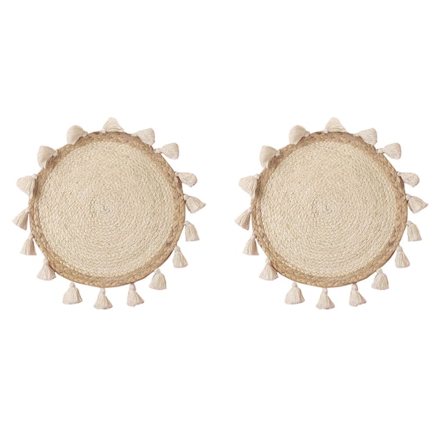 2X Cesta Tejida Decoración de la Pared Cesta Tejida Decoración de la Pared de Mimbre Colgante de Pared Pequeño Macramé Boho Arte de la Pared Decoración del Hogar