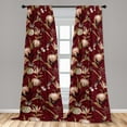 thumbnail image 2 of Nature Window Curtains, Jungle Inspired Butterfly and Protea Flower Illustration Print, Lightweight Decor 2-Panel Set with Rod Pocket, Pair of - 28"x84", Pale Camel Maroon and Black, by Ambesonne, 2 of 3