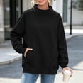 thumbnail image 6 of Oversized Sweatshirt for Women Zaewscy Women's Fashion Winter Sporty Solid Color Pocket Crewneck Loose Sweatshirt Black XXL, 6 of 9