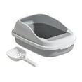 thumbnail image 3 of Cat Litter Box Litter Tray Semi Enclosed Polished Interior Easy to Clean Sturdy Grey, 3 of 9