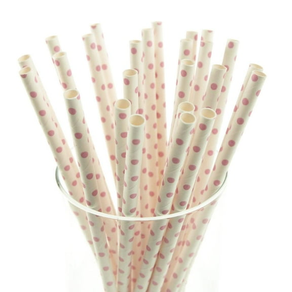 Small Dots Paper Straws, 7-3/4-inch, 25-Piece