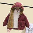 thumbnail image 3 of GYRATEDREAM Toddler Baby Kids Winter Fleece Thikcen Coats Boys Girls Bear Ear Hooded Windproof Warm Padded Jacket Outerwear Children Velvet Lined Zipper Outfit for 2-7 Years, 3 of 6