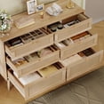 thumbnail image 5 of 6 Drawer Double Dresser for Bedroom, Dresser for Closet, Wood Boho Dressers with Solid-Wood Legs, Chest of Drawers, Beside Table for Entryway, Living Room, Natural, 5 of 7