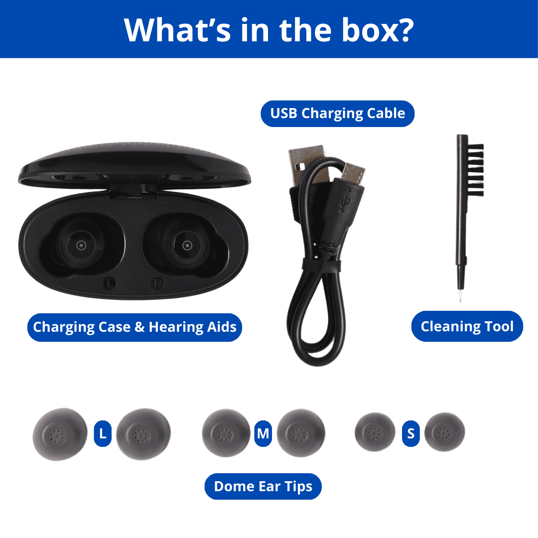 Medline Rechargeable OTC In-The-Ear Hearing Aid, Black, Adjustable Volume