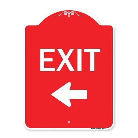 SignMission A-DES-RW-1824-23422 18 x 24 in. Designer Series Sign - Parking Lot Sign Exit Sign & Left Arrow, Red & White